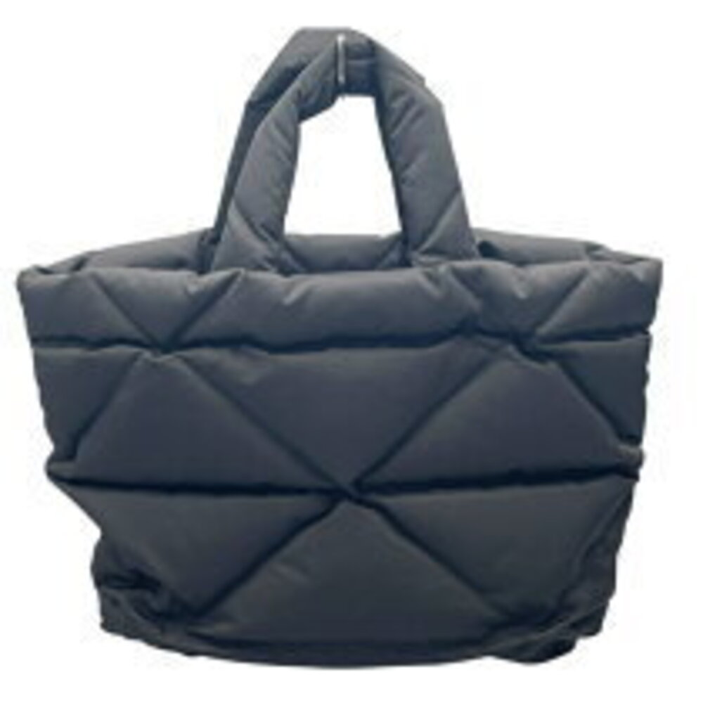 Prada Quilted Bag Black Re Tote Triangle Padded Shoulder Nylon